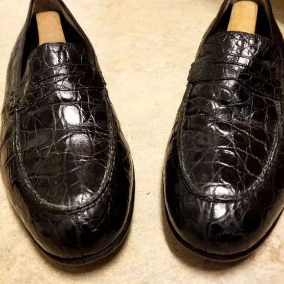 Extraordinary Vintage CROCODILE Split-Toe Penny Loafers. Italy. The Philippe crocodile penny loafer – Aubercy main image 4
